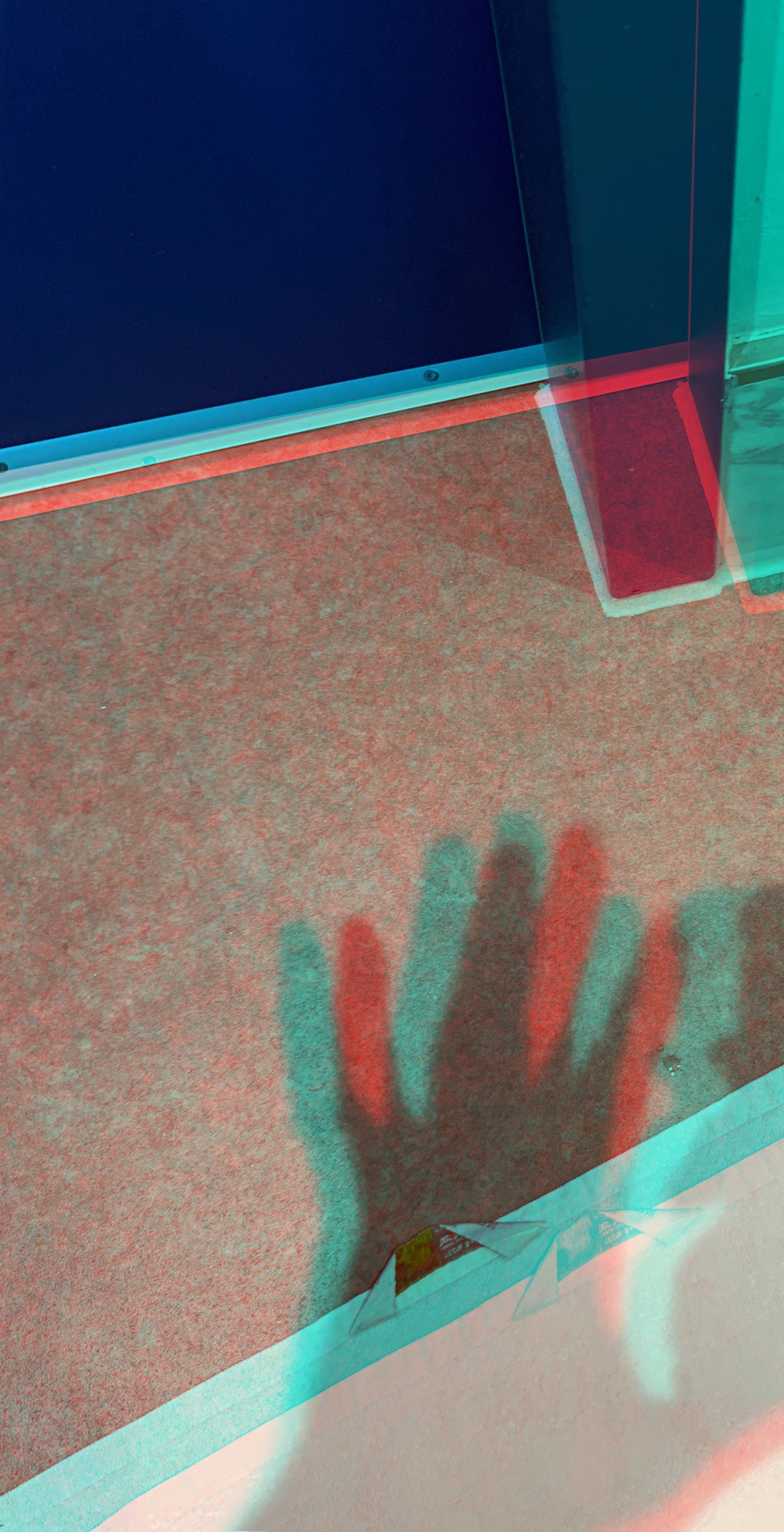 Anaglyphe 25-2020L: " BREMER DUSCHE, left part" &copy;rbockberlin2020, canvas, 120x60 cm