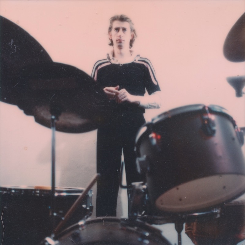 Reinhard 1974 behind Klaus Kr&uuml;ger's drumset in fabrikneu